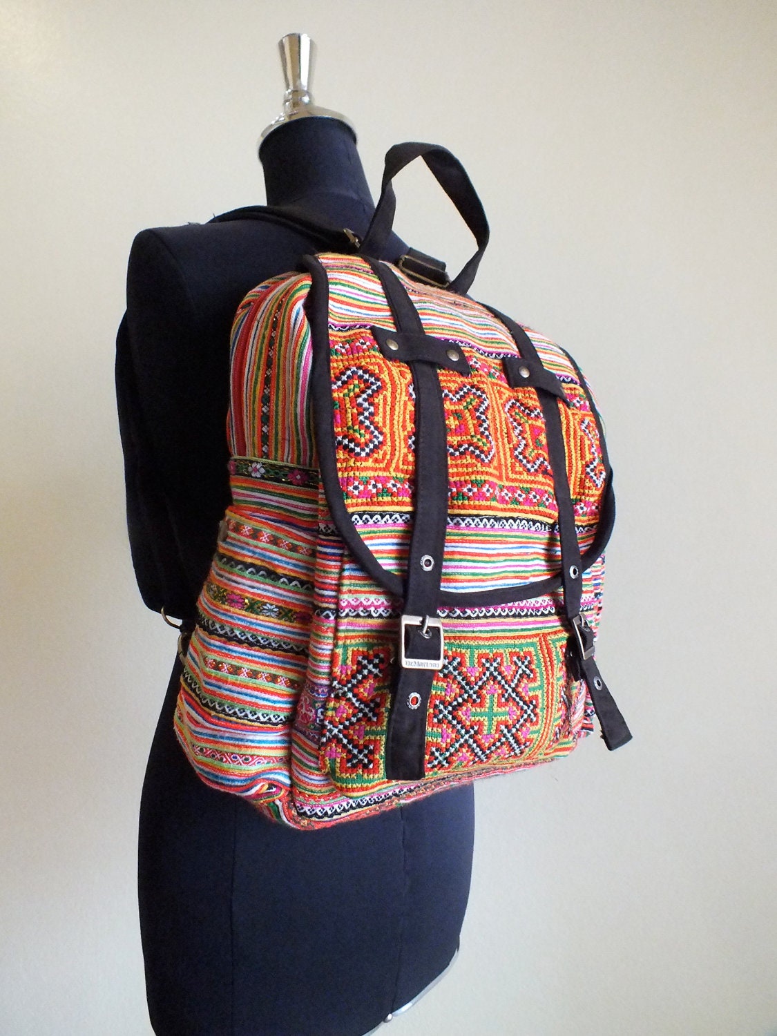Hmong Ethnic handmade bag vintage fabric-Handbags-thailand-backpack-rucksack