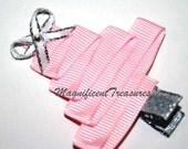 Pink Christmas Tree Ribbon Sculpture Hair Clip or Pin
