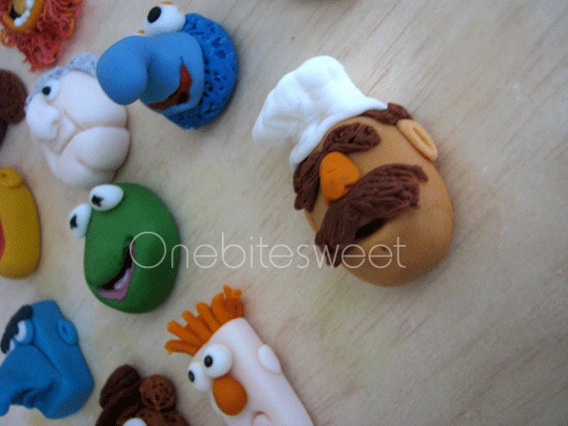 Edible 3D fondant  Muppets Inspired cupcake toppers
