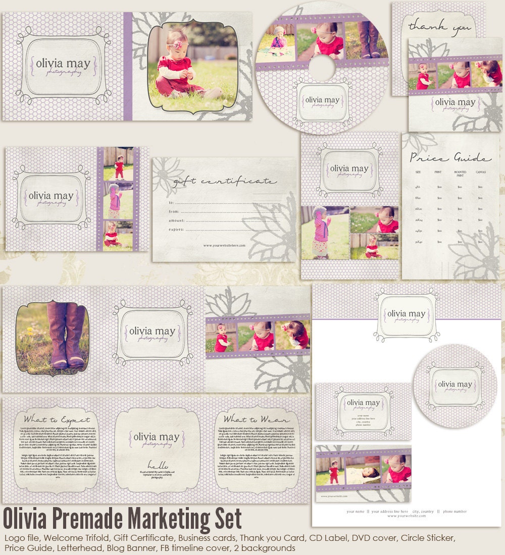 SALE -- 50% OFF --- Olivia Premade Photography Marketing Set Templates