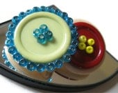 Button Chip Clip Mini Clothespin Beads Red Green Turquoise