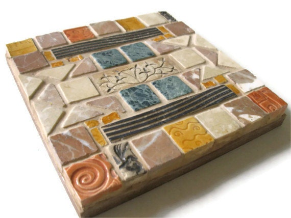 Trivet Mosaic Mother Earth Natural Ceramic Tiles Brown Terracotta Kitchen Home Decoration