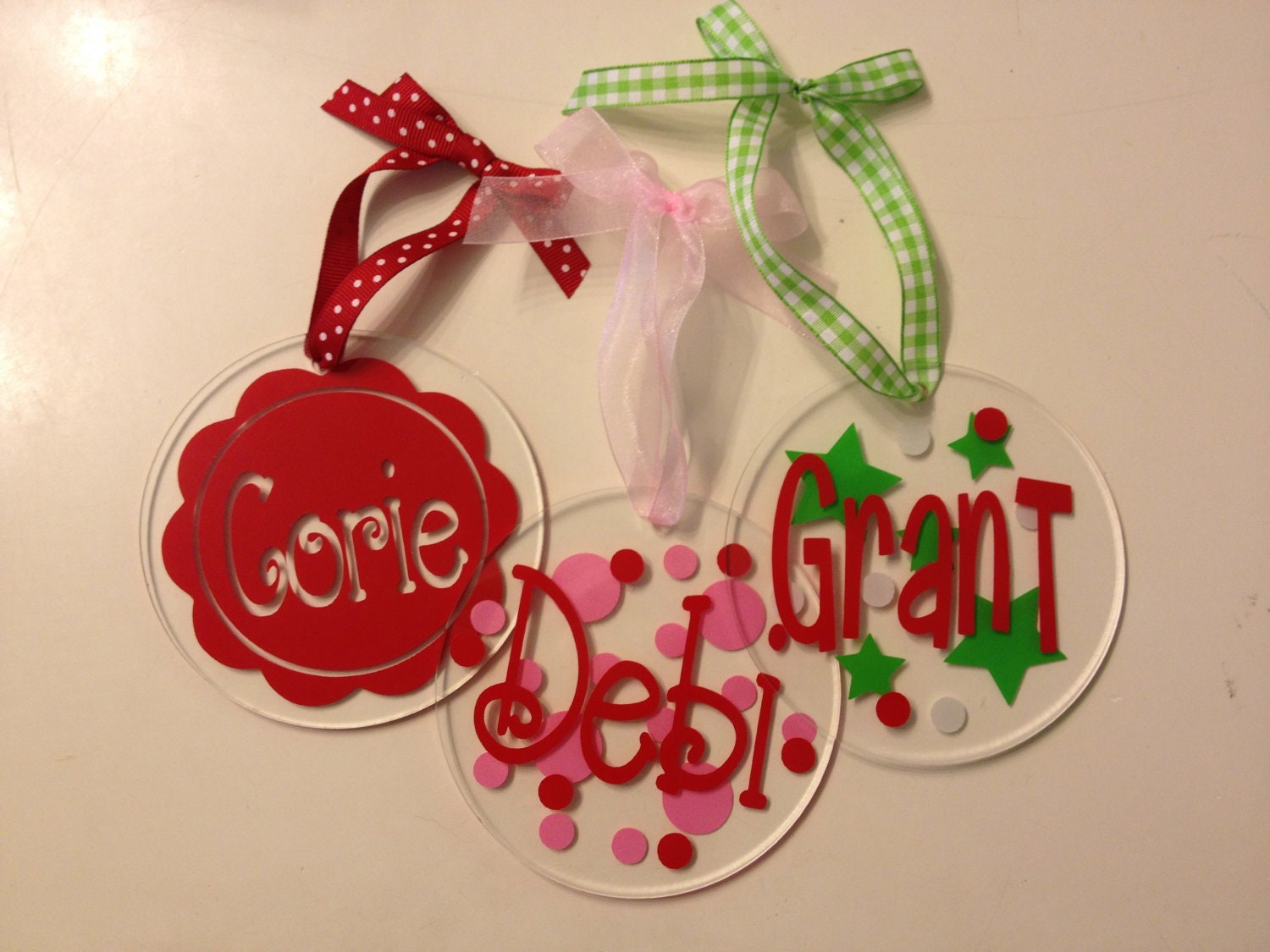 Personalized Christmas Ornament 4 round clear by DeLaDesign