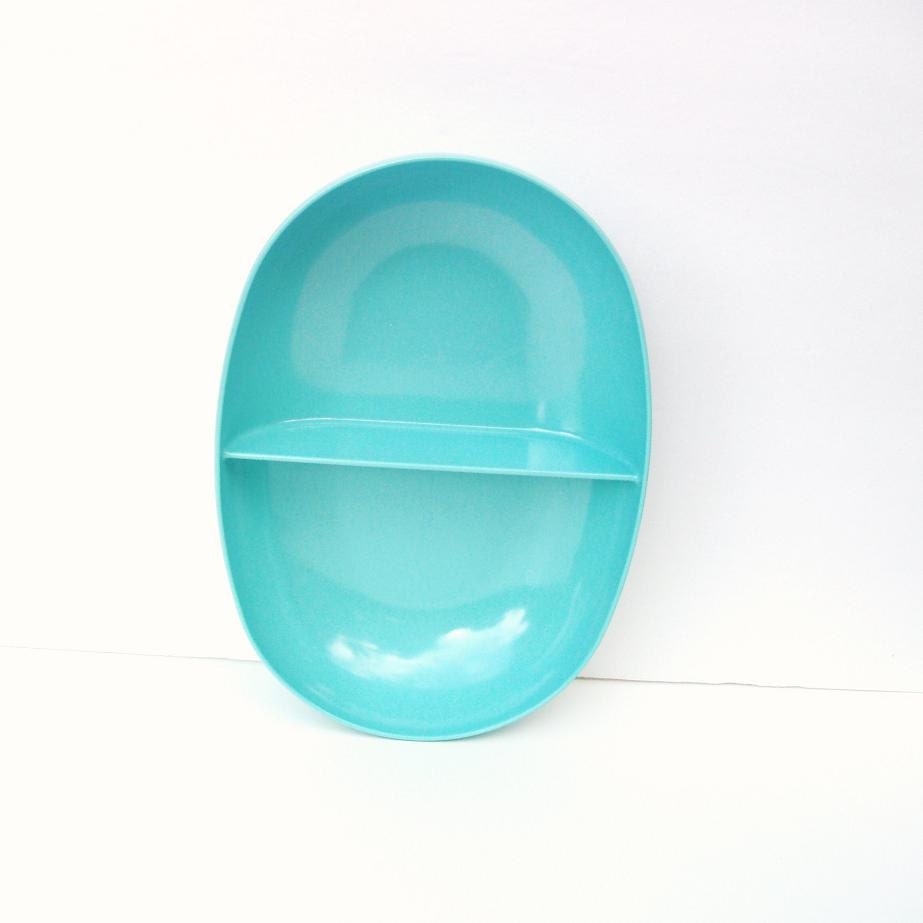 Aqua Melamine Dish, Oval Bowl, Turquoise Melmac, Divided Serving Dish, Kitchenware