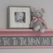 Pink and Gray Baby Girl Nursery Shelves - Love You To The Moon And Back Sign on 30" Pastel Pink Shelf with Grey Nursery Wall Decorations