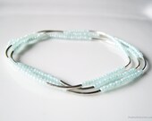 Pastel Mint and Silver Seed Bead Braclet Set