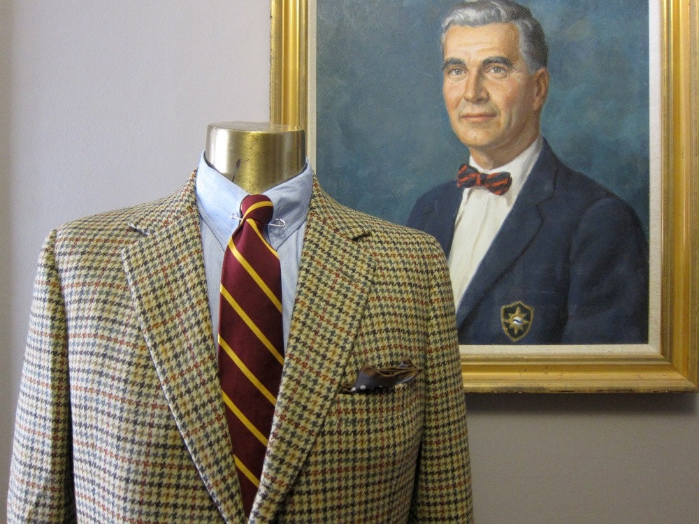 Handmade British Bespoke Check Tweed Sport Coat 39 40L by Fallan and Harvey