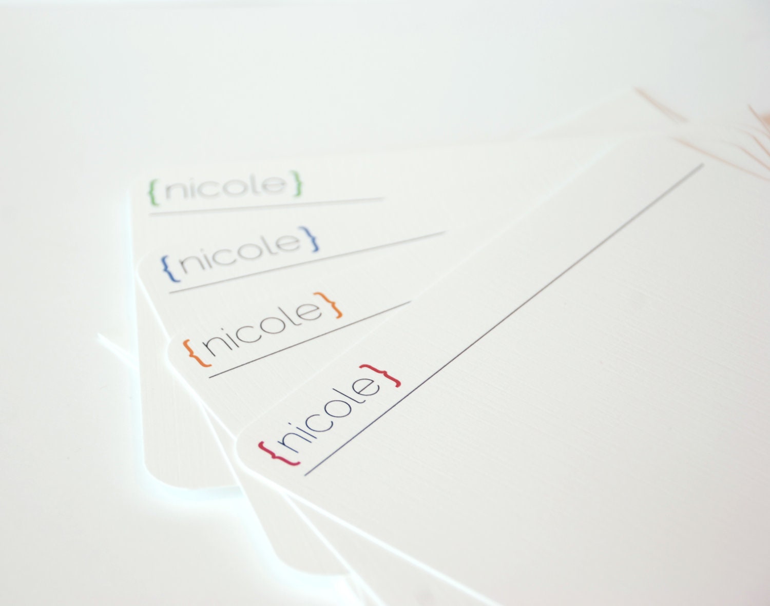 Personalized Stationery Flat Note Card Set - Set of 12 - Simple Line and Bracket