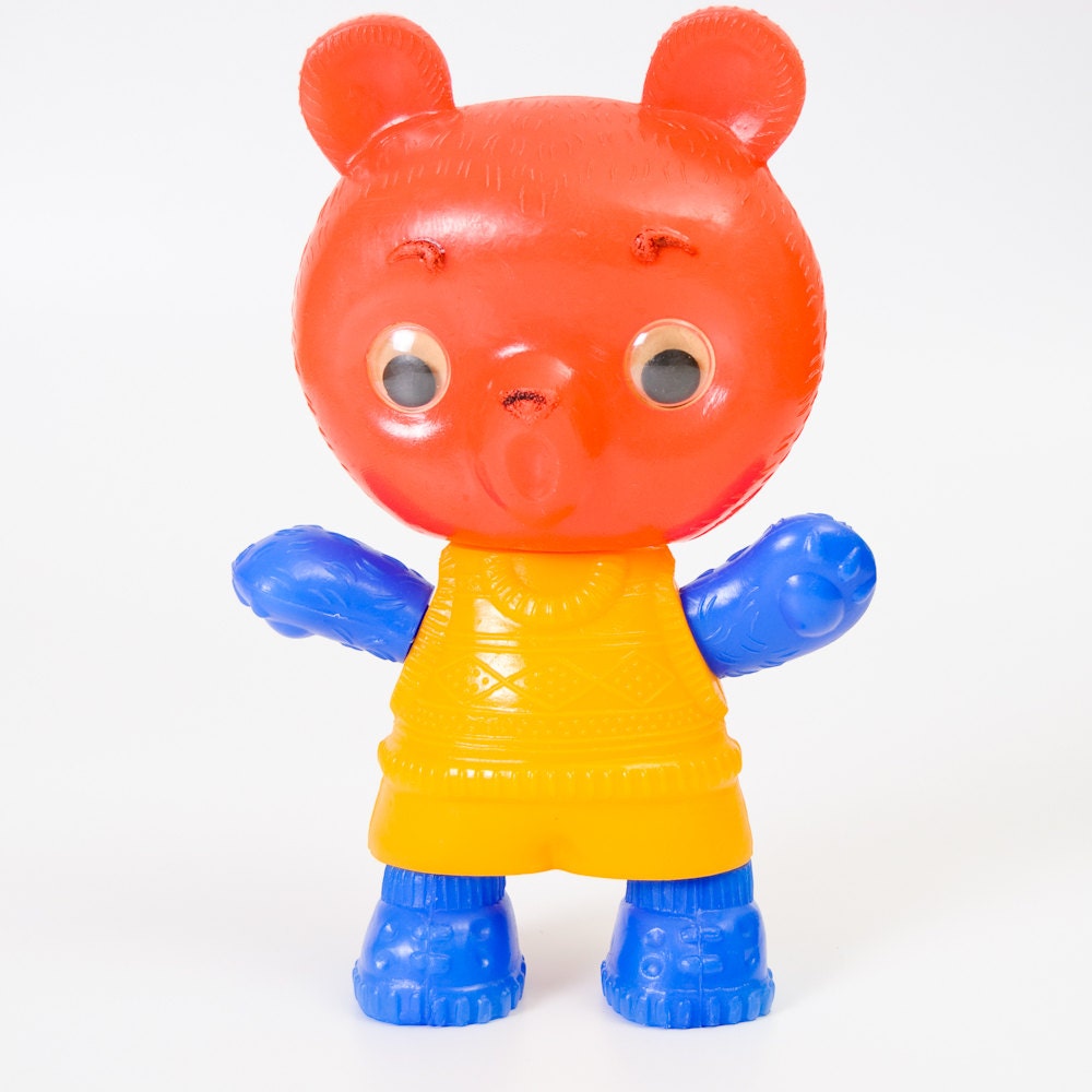 Vintage Russian Soviet Plastic Toy - Bear Animal - Collectible - Children