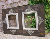 Double 8x10, Distressed Picture Frame, Asphaltum / Linen