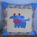 Handmade lovely COW Quilted Patchwork Decorative Pillow Cover Blue Color
