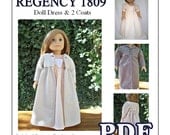 1809 Regency Pleated Dress with 2 Coat Patterns for American Girl or 18 inch Doll - INSTANT DOWNLOAD