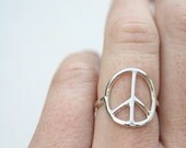 peace sign ring sterling silver ring delicate ring feminine jewelry boho jewelry peace ring