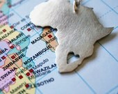 African Pendant Africa Necklace Continent Pendant sterling silver Map of Africa African Love