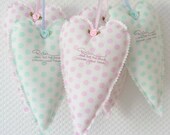 Decorative Heart. Shabby Chic Hanging Heart. Pink and Mint Polka dots. Romantic Hearts. Home Decor. Handstamped. Relax. Roses