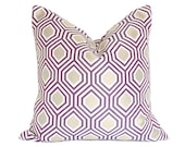 Purple and Gold Geometric Print Designer Pillow Cover 20x20