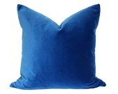 Marine Blue Velvet Designer Pillow Cover 20x20