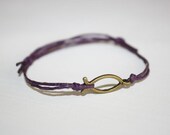 Christian Fish Bracelet or Anklet, Ichthys, Sideways Fish Bracelet, Antique Brass, Bronze