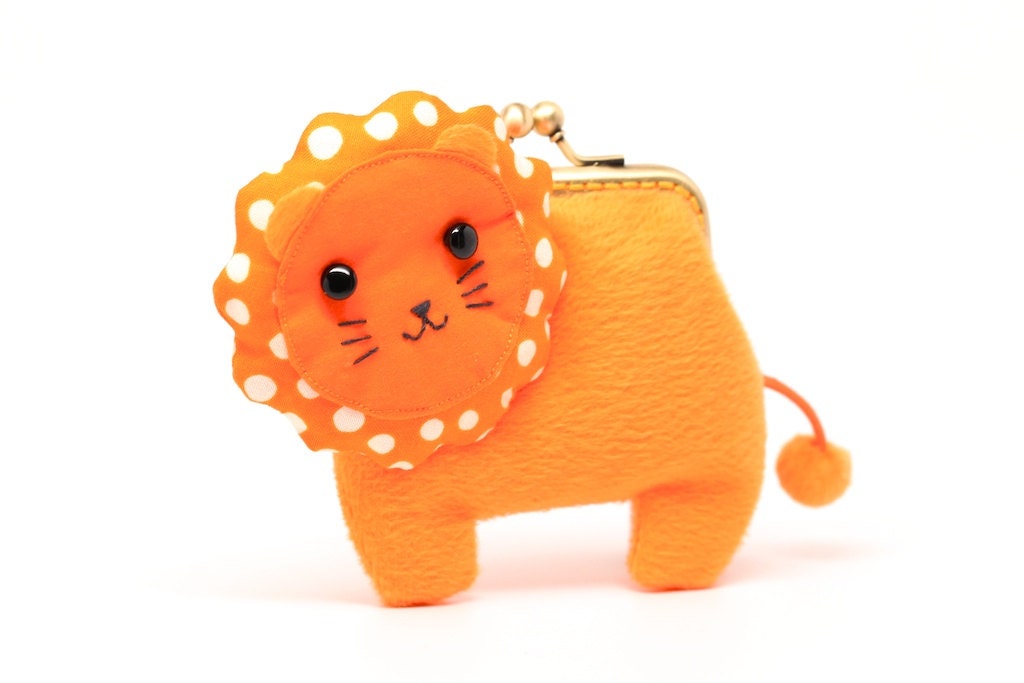 Little orange lion clutch purse