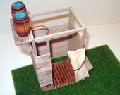 Rustic Shower Stall, Medieval Outdoor Shower, Dollhouse Miniature 1/12 Scale