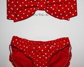 Red and White Dots Bow Bandeau Set