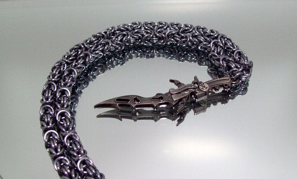 Mens necklace, Final Fantasy, FF13, mens jewelry, chainmaille necklace, sword, video game, geekery, geek, gamer.