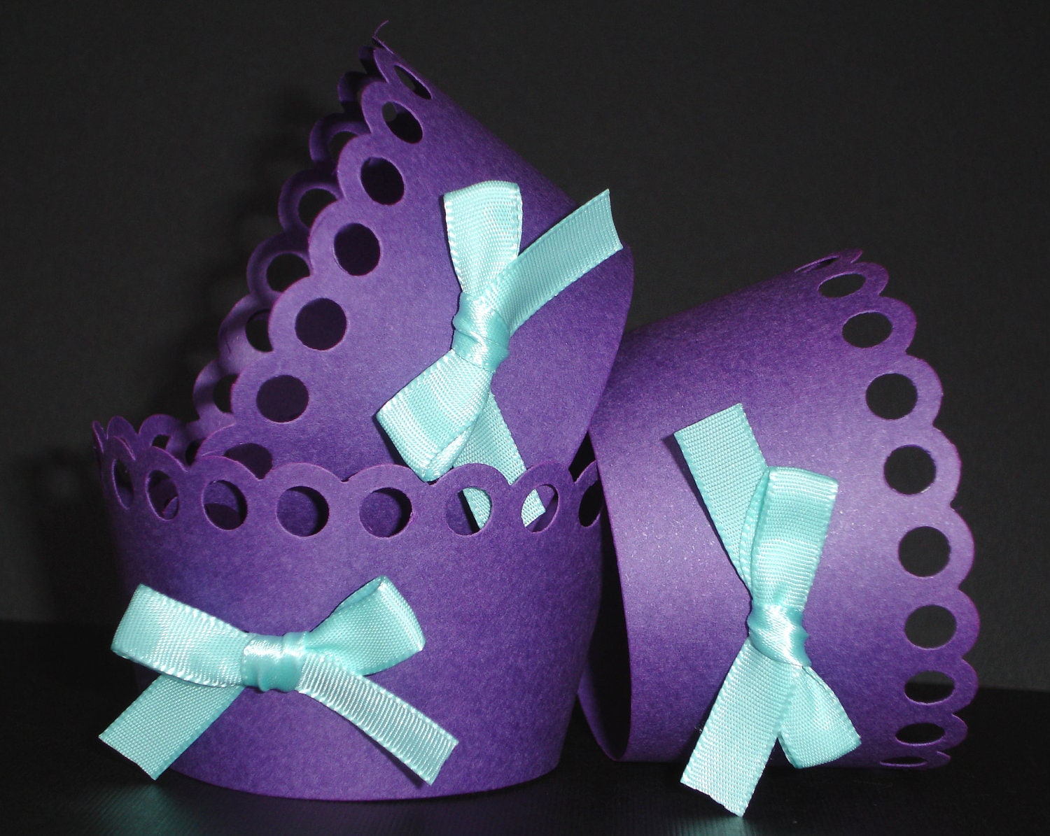 12 Purple With a Hint of Tiffiany Blue Cupcake Wrappers