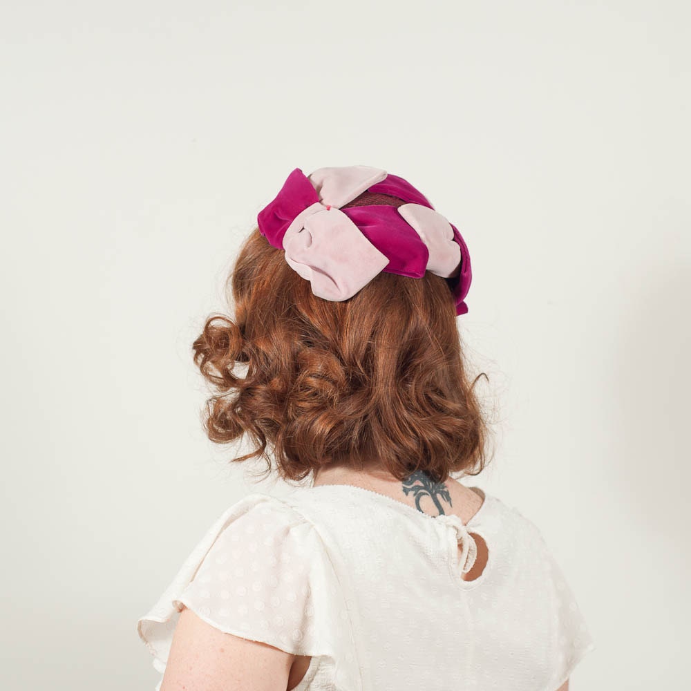 vintage 1950s hat / half hat / Chrysanthemum