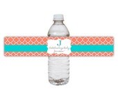 Coral & Aqua Printable Water Bottle Labels - Baby or Wedding Shower Il_170x135