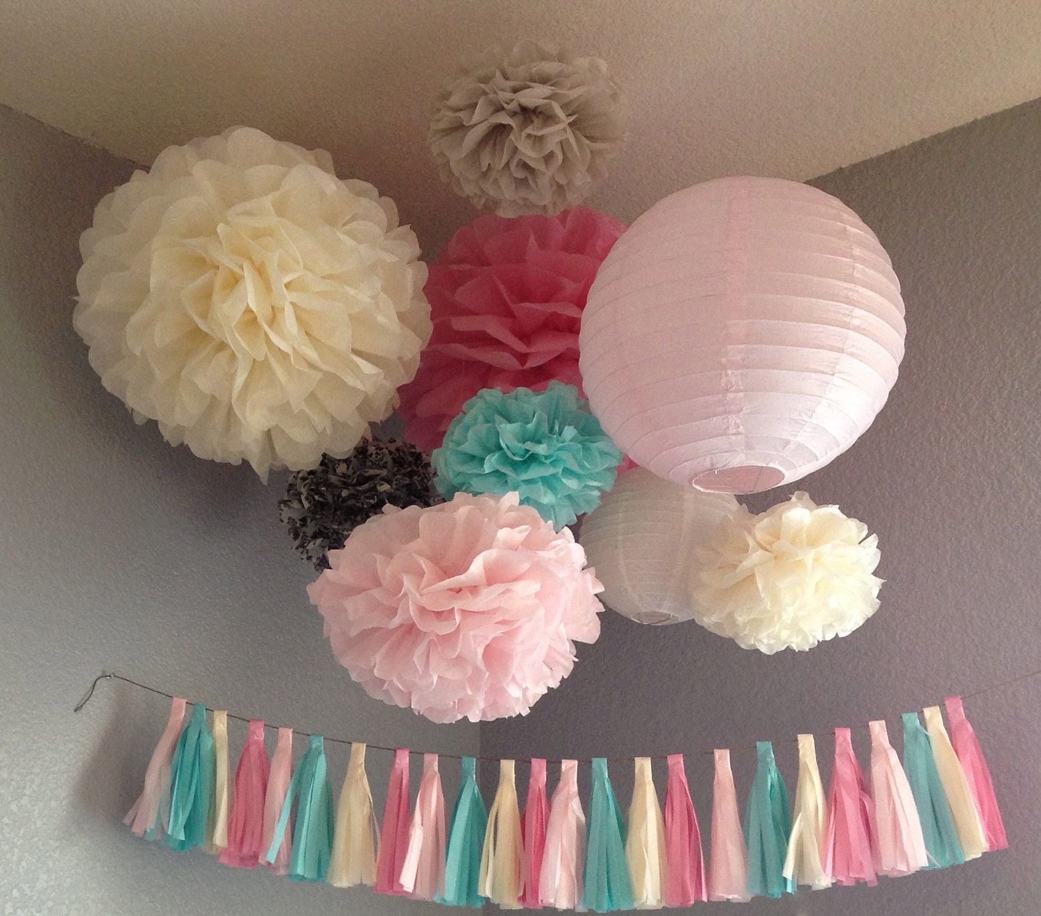 Tissue Paper Tassel Garland - Wedding Decoration - Nursery Child's room Decoration - Paper Decoration