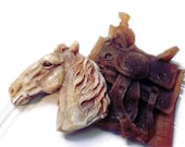 SOAP, Let's Ride, Horse and Saddle, Scented in Roasted Coffee, Vegetable Based, Handmade