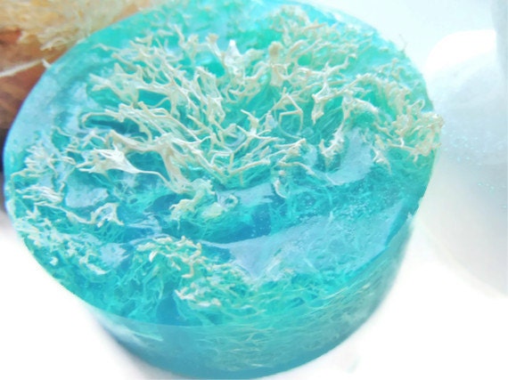 LOOFAH SOAP, Teal & Umber, Scented in Minty Eucalyptus, Vegetable Based, Handmade