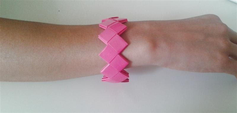 pink paper bangle-pink paper bracelet-candy wrapper accessories