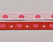 Red hearts on pink 3/8" - combo set grosgrain - valentines Il_170x135