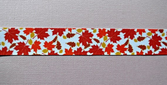 Fall/autumn Leaves on 7/8" grosgrain ribbon Il_570xn