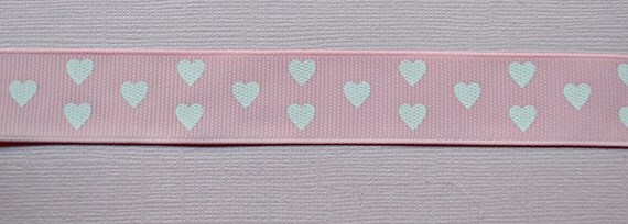 Classic white hearts on light pink 7/8" grosgrain - valentines Il_570xn