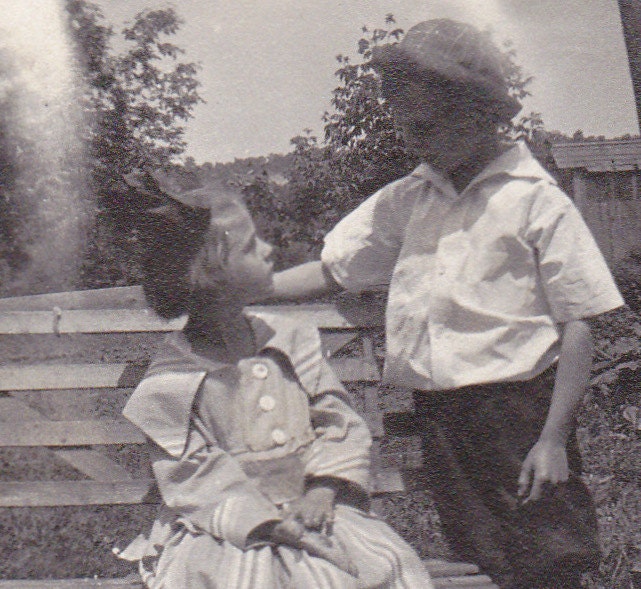 Precious Moments- Brother and SIster- 1910s Vintage Photograph