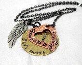 Hand stamped Lyrics to Cowboys And Angels song by DUSTIN LYNCH Necklace Custom Lyrics Personalized She's sweet I'm wild were dangerous