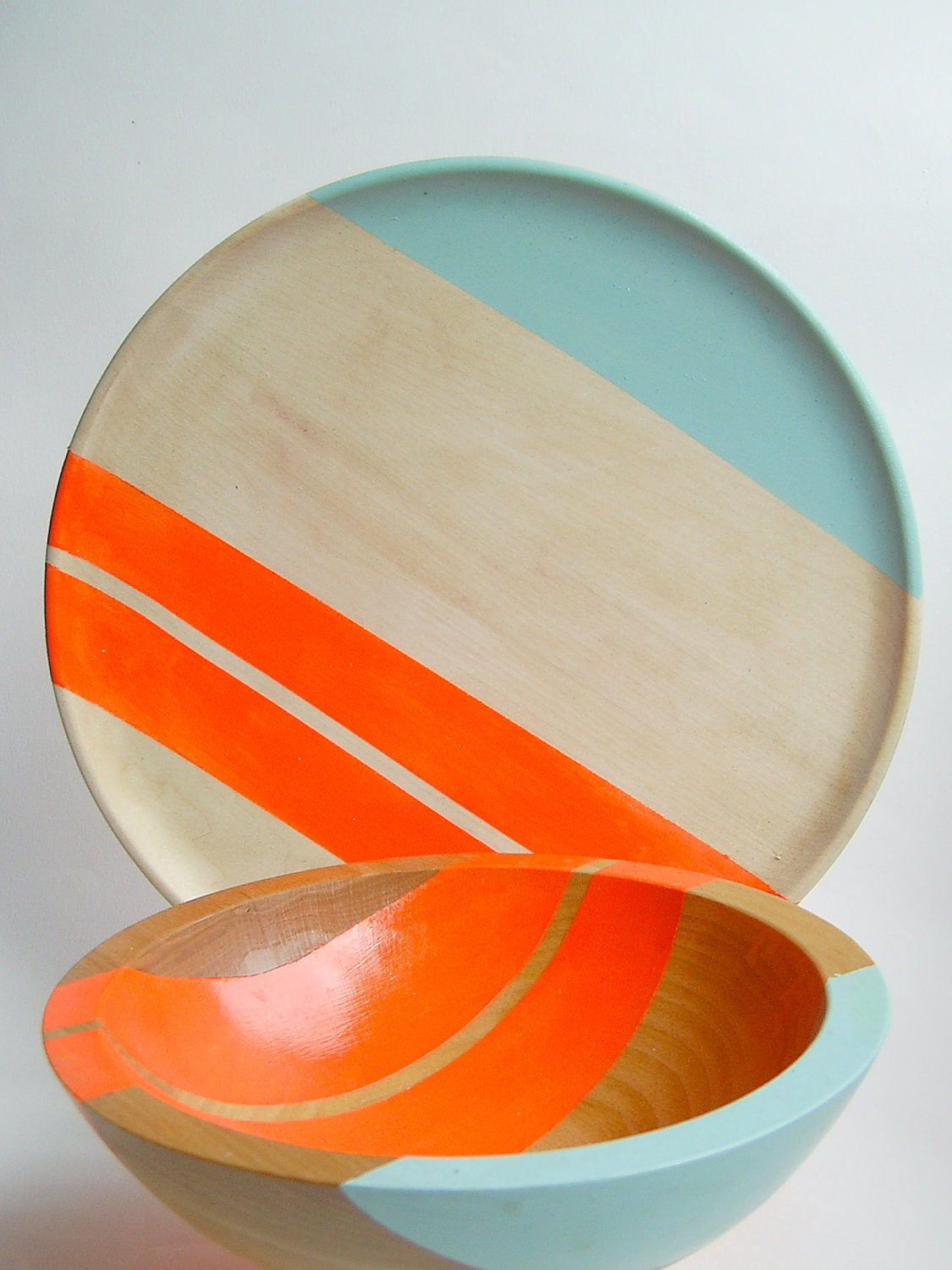Modern Neon Hardwood 10" Dinner Plate, Electric Orange