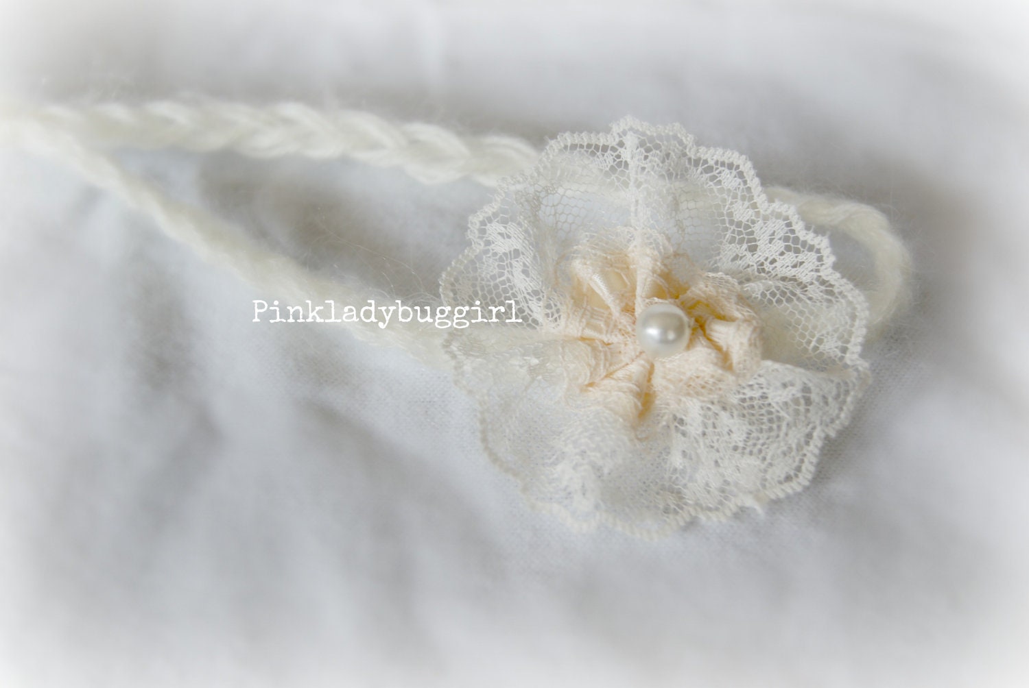 1 ivory delicate lace newborn baby headband professional photography prop GORGEOUS