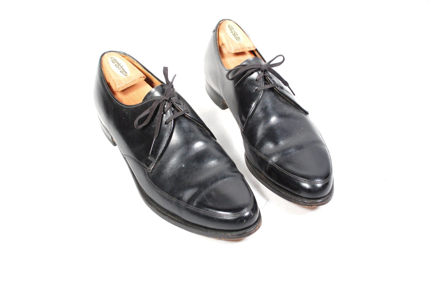 Vintage Mens US 11 D Black Leather Florsheim Lace Up Oxfords Dress Shoes