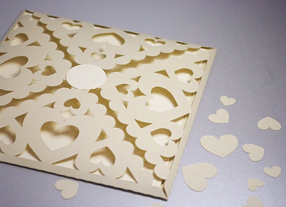 20 Envelopes Decorative, Hearts, Paper Lace, for Wedding, Valintine's Day or other Cards, Papercut by MamaTita Il_570xn