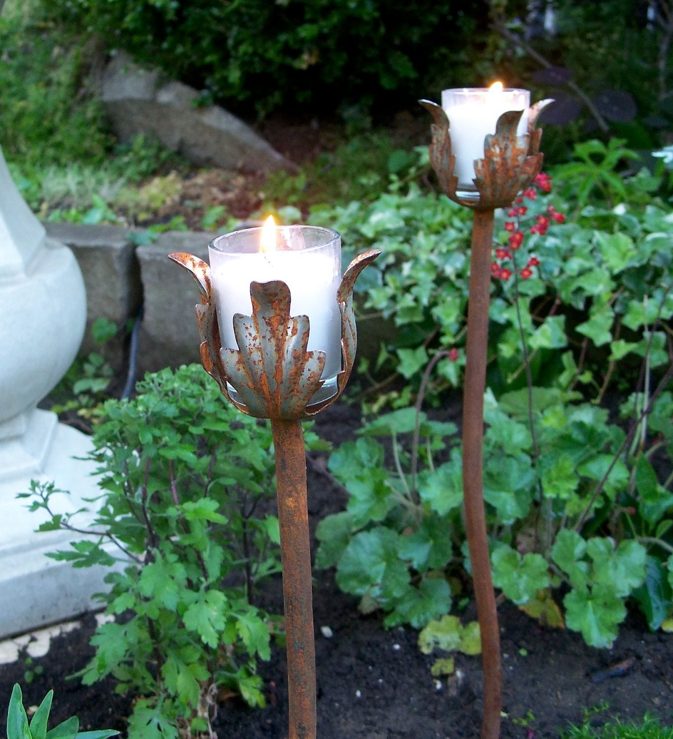 Outdoor Wedding Decor, Steel Candle Holders For Your Garden, Garden Candles
