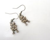 SALE Love Bug Robot Brass Tone Earrings