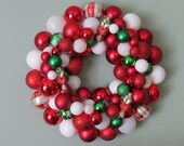 Christmas RED WHITE GREEN Candy Cane Ornament Wreath