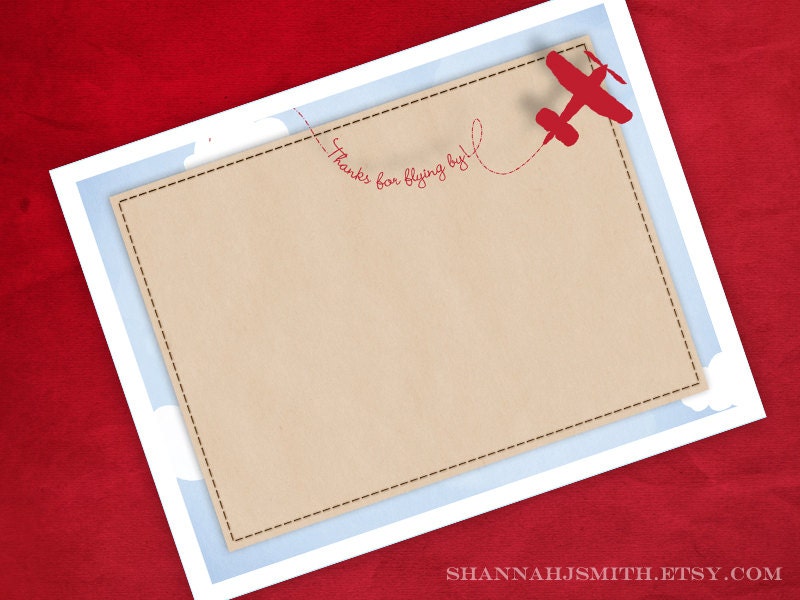 Plane Thank You Notes Print Your Own