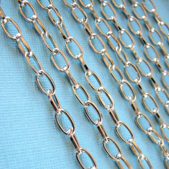 Silver Chain - Open Link Oval Chain Findings 8mm x 4mm ... SOLD PER 10 FEET -- Lead, Nickel, & Cadmium Free Jewelry Finding 94057