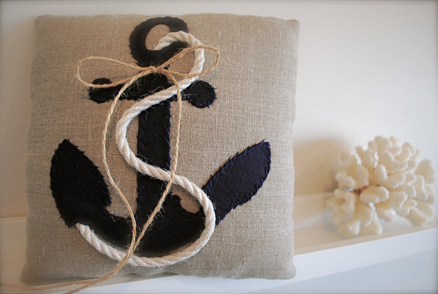 Nautical wedding ring  pillow, anchor, beach wedding