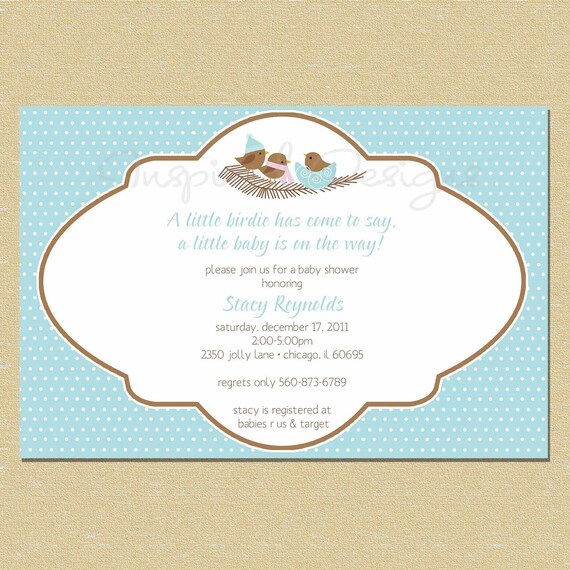 Little Birdie Baby Nest - Winter Christmas Baby Shower Invitation Il_570xn