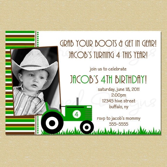 Country Tractor Boy Birthday Invitation - Any Age Il_570xn